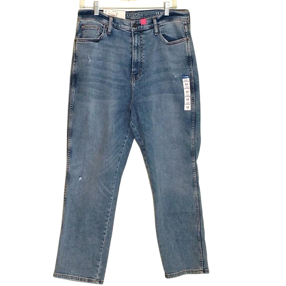 Arizona Jeans Jr. Women's Size 17 High Rise Slim Straight Leg Medium Wash